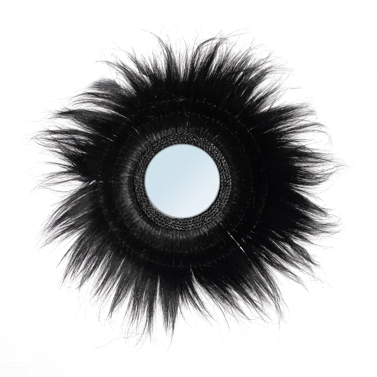 Miroir rond en herbe séchée noire 90cm