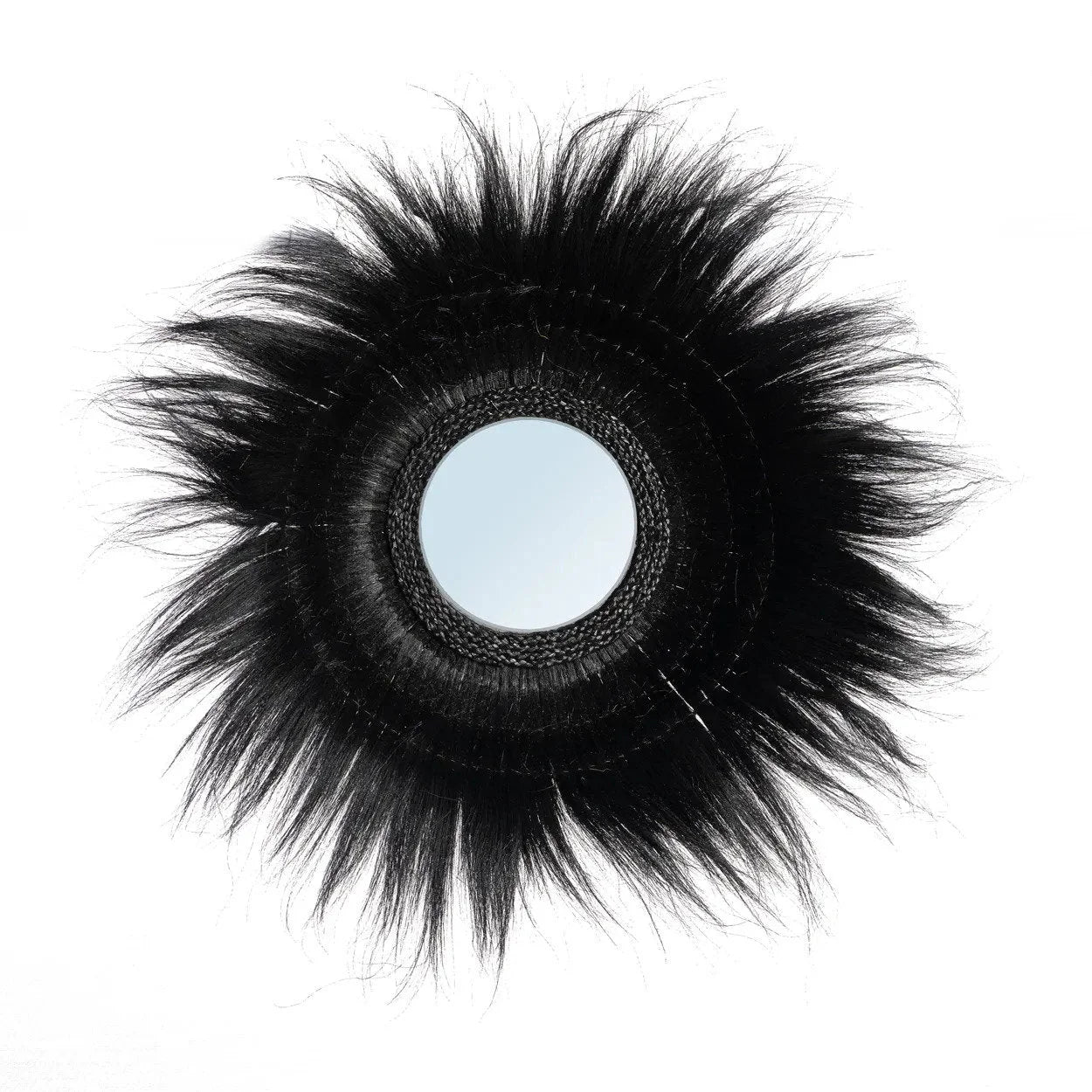 Miroir rond en herbe séchée noire 90cm