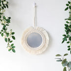 Miroir rond macramé en situation