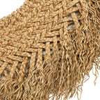 Tapis ou textile en fibres naturelles avec franges pour Miroir rond mural en jacinthe d’eau