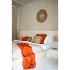 Miroir rond en raphia tissé naturel 60x60 cm