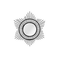 Miroir mural en rattan noir avec motif soleil et miroir central rond Ø70 cm