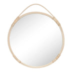 Miroir rond en rotin naturel 50 cm avec poignée en corde tressée