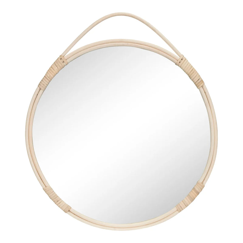 Miroir rond en rotin naturel 50 cm