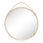 Miroir rond en rotin naturel de 50 cm avec boucle suspendue pour décoration intérieure