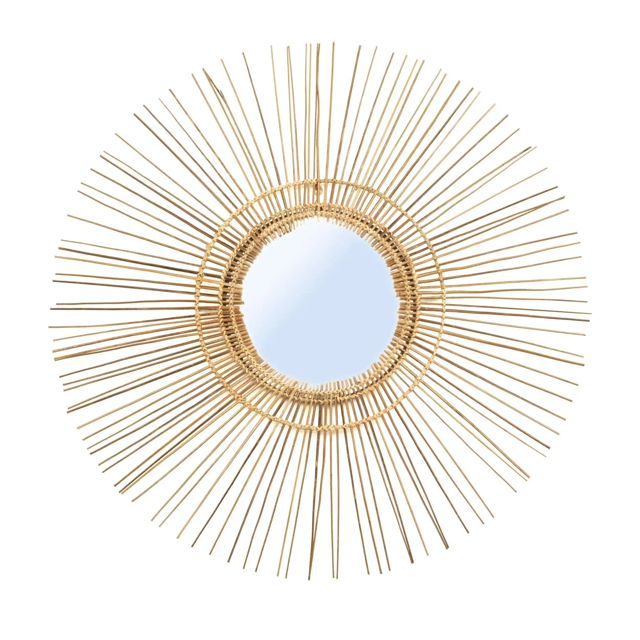 Miroir rond en rotin naturel 85 cm – esprit vintage