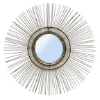 Miroir rond en rotin noir 85 cm style années 70
