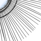 Cadre de miroir soleil en métal noir style années 70, rond en rotin de 85 cm