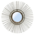 Miroir rond en rotin noir 85 cm style années 70 avec cadre épineux soleil