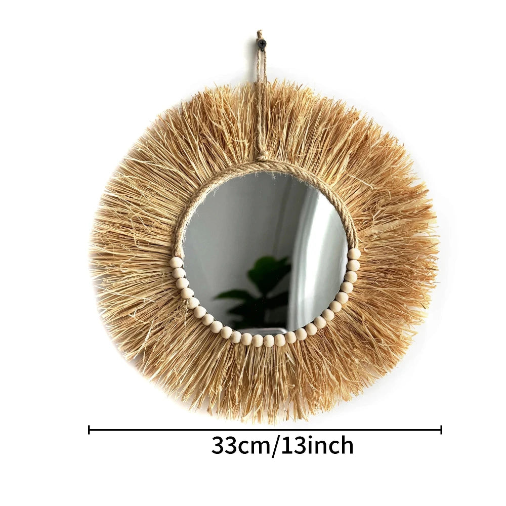 miroir soleil raphia dimension