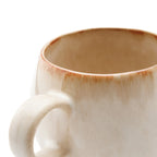 Mug en céramique crème à anse large et bord brun dégradé rustique