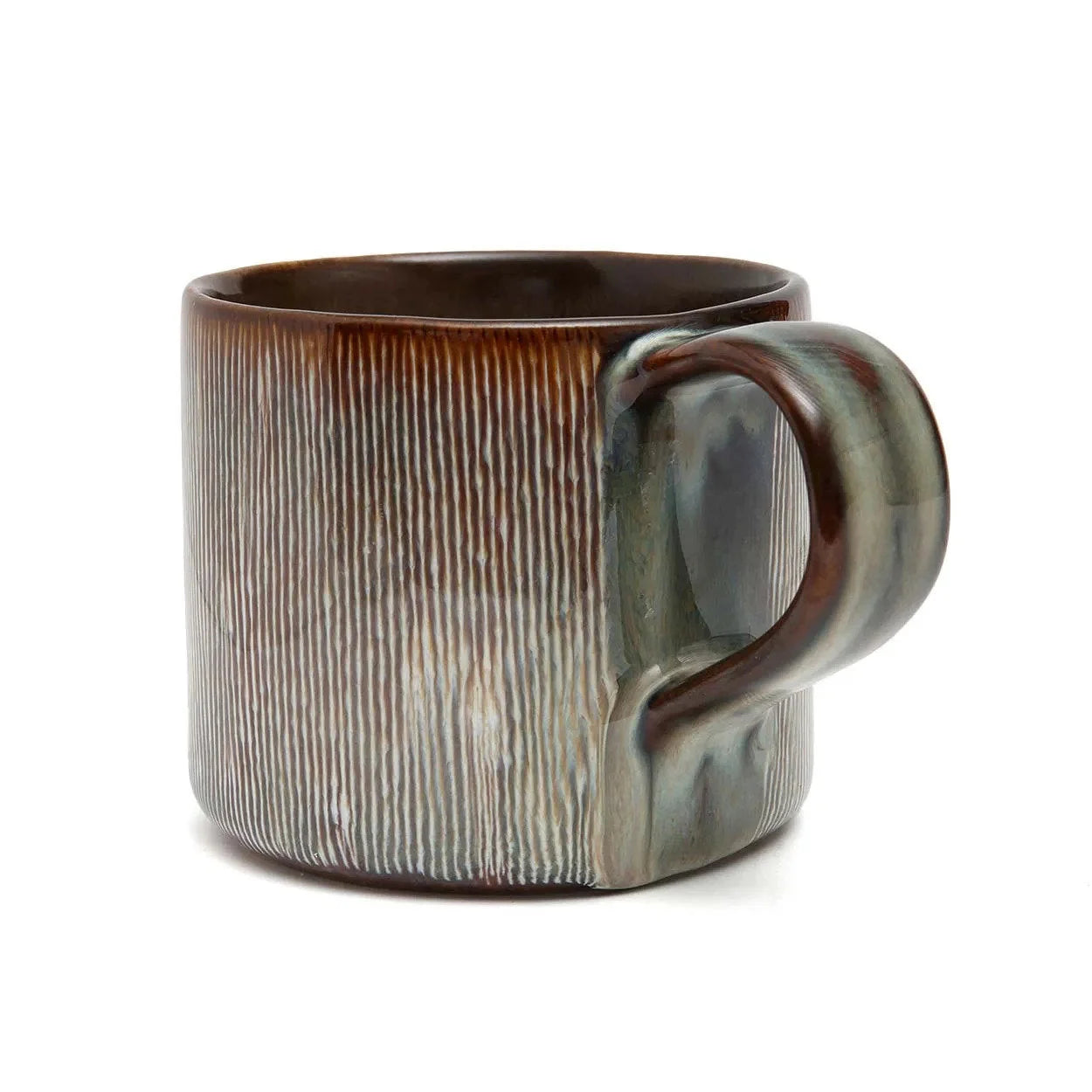 Mug en céramique texturé, lot de 6, 13x9 cm, brun et gris