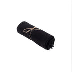 Nappe carrée en lin noir 150x150 cm avec tissu roulé et ficelle pour table à manger