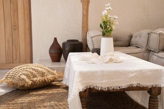 Nappe en lin blanc 150x200 cm