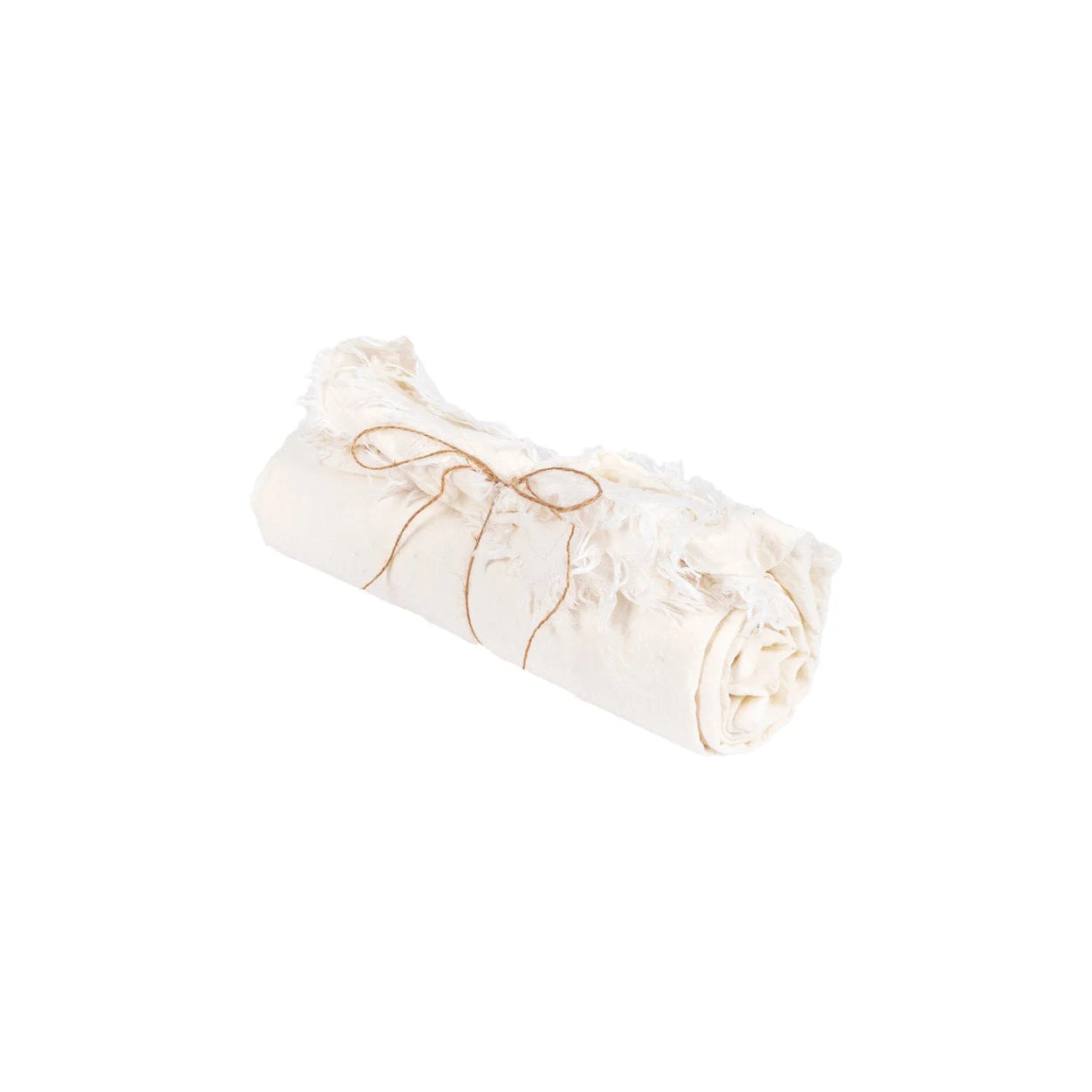 Serviette blanche en lin 150x250 cm pliée et attachée avec une ficelle fine