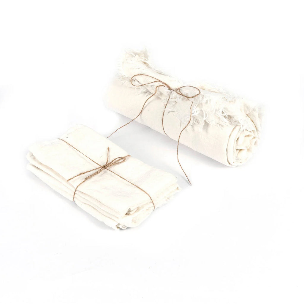 Nappe en lin blanc carré - 150x150 cm