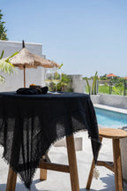 Nappe en lin noir 150x200 cm pour table à manger
