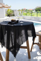 Nappe en lin noir 150x200 cm pour table à manger