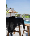 Nappe en lin noir 150x200 cm avec franges et tassels pour table à manger