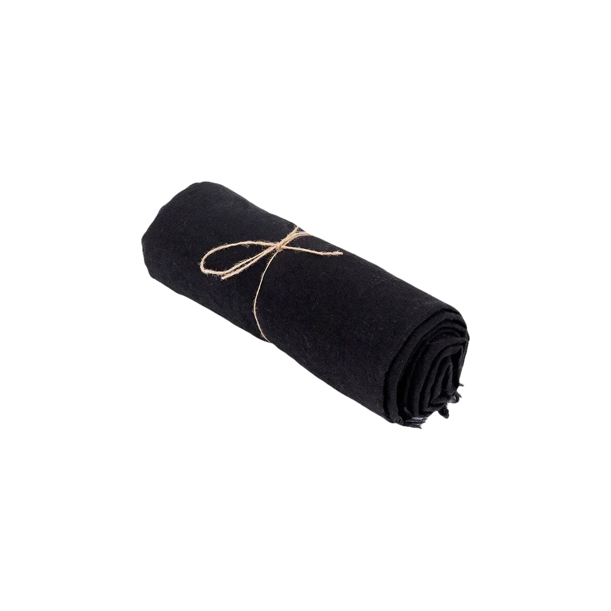 Nappe en lin noir 180x300 cm pour grande table, tissu roulé attaché avec de la twine