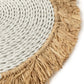 Dessus rond en raphia avec frange pour la plate en herbe marine Blanc naturel
