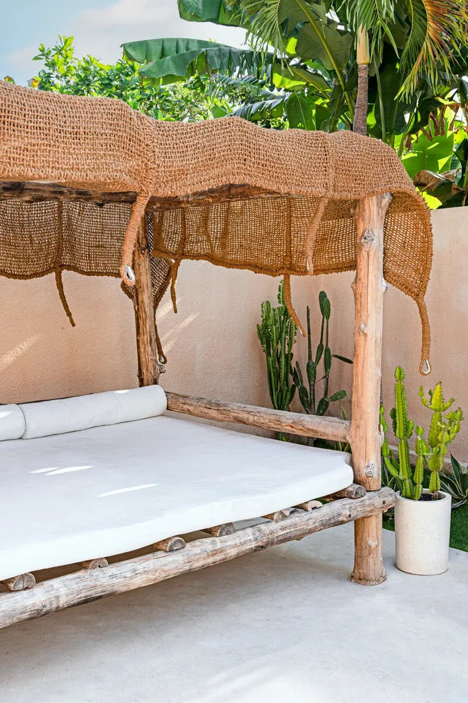Literie rustique en bois avec canopy tissé pour La nuance de Coco rectangulaire