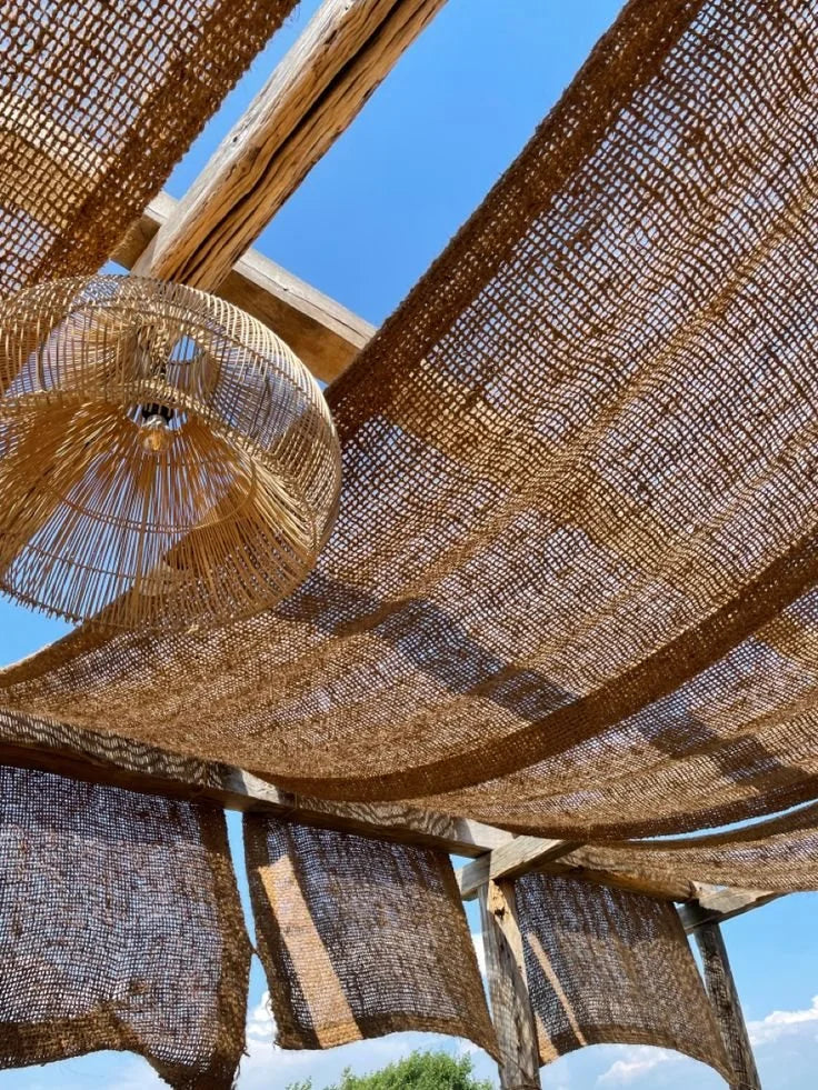 Structure d’ombrage tissée avec lampe suspendue pour La nuance de coco rectangulaire