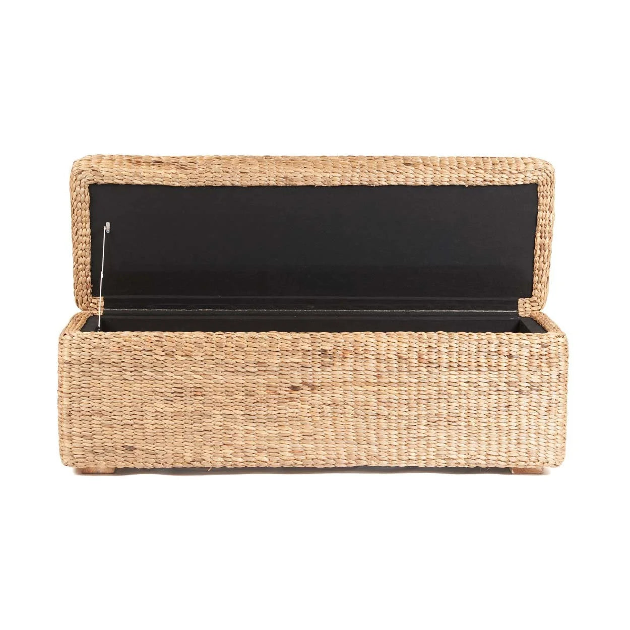 Ottoman de rangement rectangulaire en rotin tressé naturel – 120x40 cm