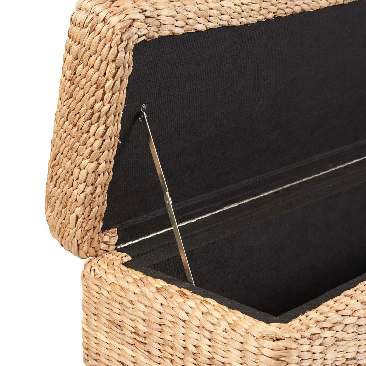 Ottoman de rangement rectangulaire en rotin tressé naturel – 120x40 cm