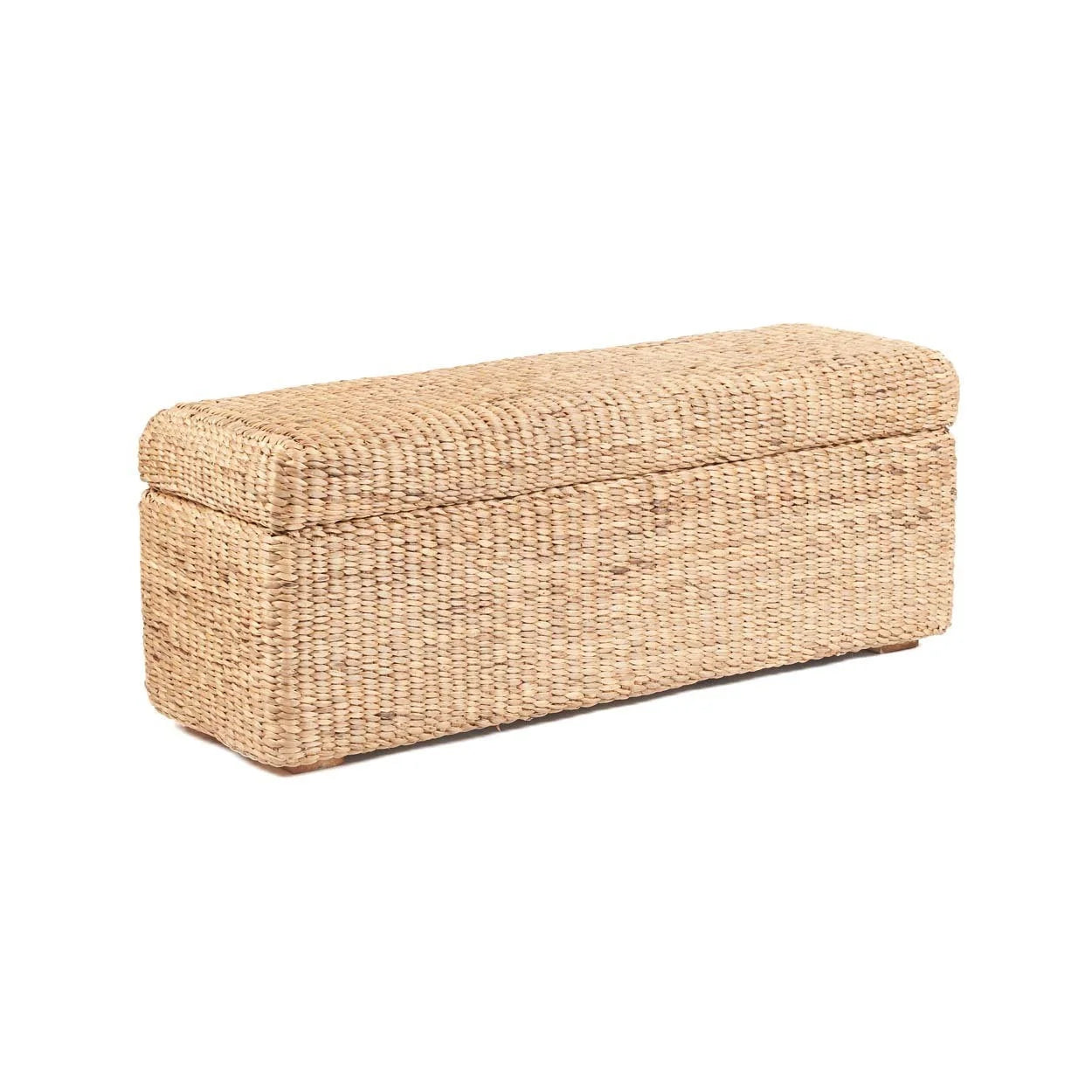 Ottoman de rangement rectangulaire en rotin tressé naturel – 120x40 cm