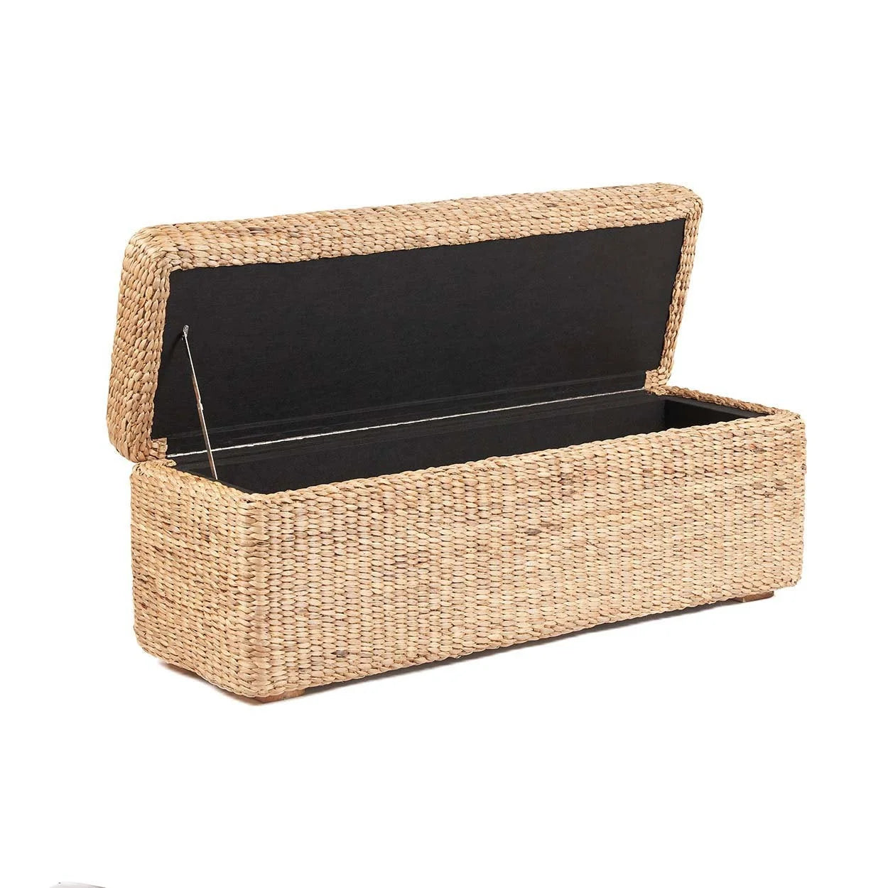 Ottoman de rangement rectangulaire en rotin tressé naturel – 120x40 cm