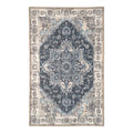 Paillasson persan bleu 50x80 cm style antique motif géométrique bleu crème