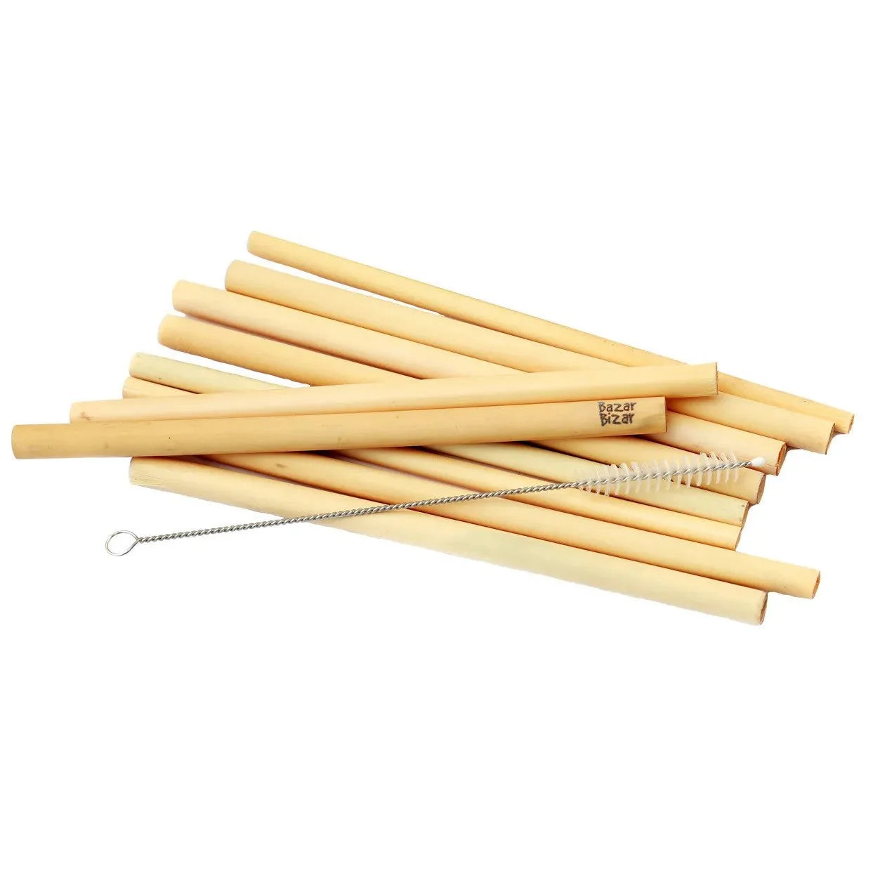 Pailles réutilisables en bambou naturel avec brosse de nettoyage, lot de 10