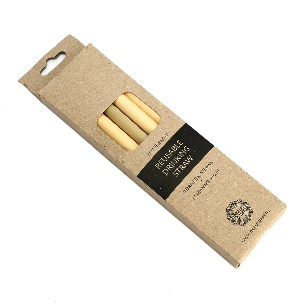 Pailles réutilisables en bambou naturel avec brosse de nettoyage en lot de 10