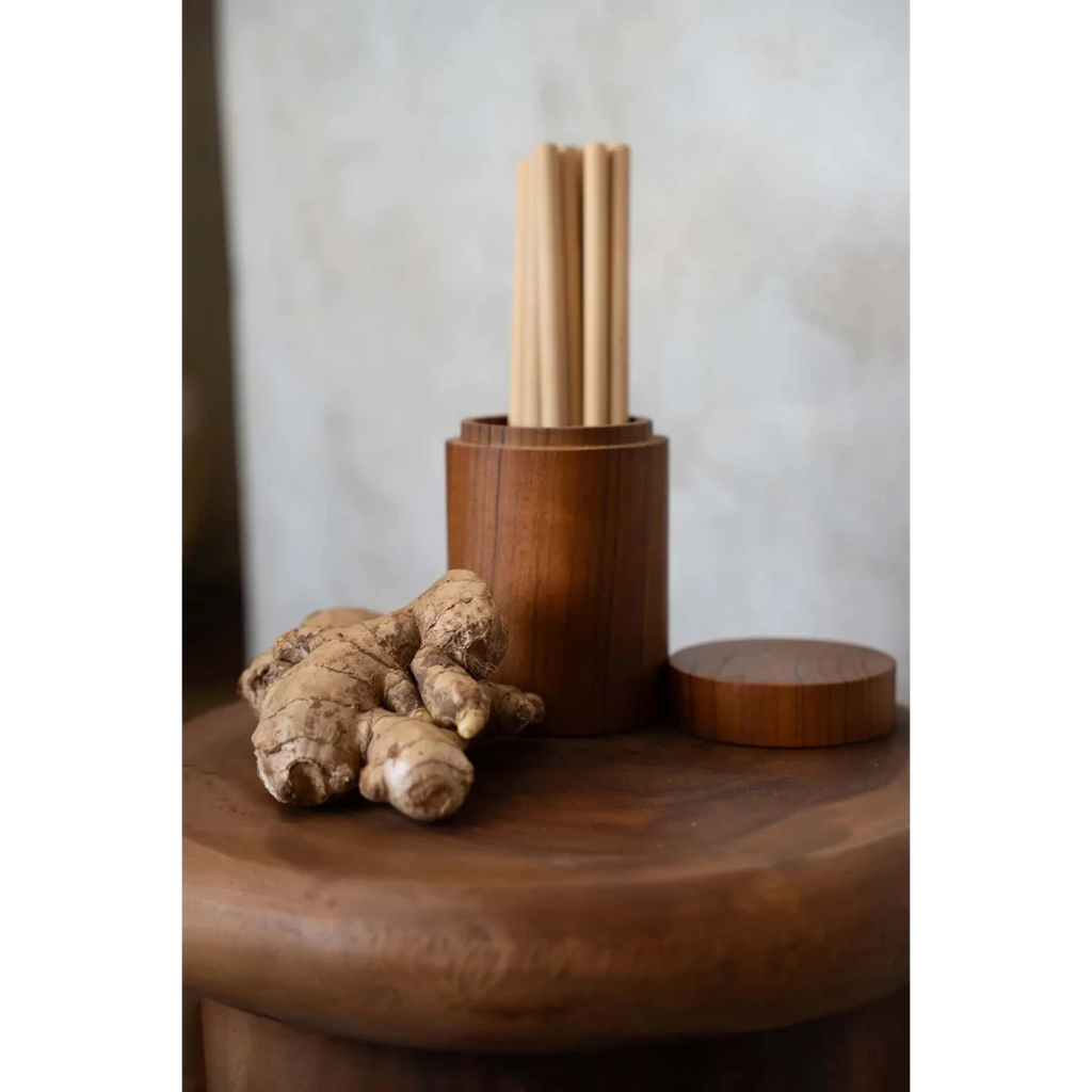 Pailles réutilisables en bambou naturel avec brosse de nettoyage et gingembre