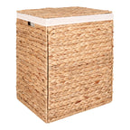 Panier à linge rectangulaire en jacinthe d’eau naturel avec couvercle 43x32 cm