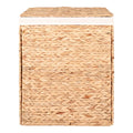 Panier à linge rectangulaire en jacinthe d’eau naturel avec couvercle, 43x32 cm
