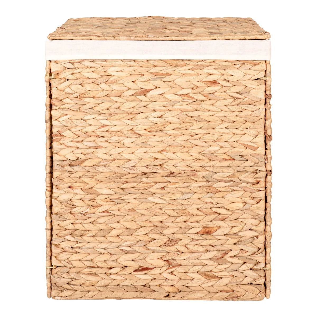 Panier à linge rectangulaire en jacinthe d’eau naturel avec couvercle, 43x32 cm