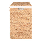 Panier à linge rectangulaire en jacinthe d’eau naturel avec couvercle et tissage artisanal