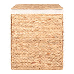 Panier à linge rectangulaire en jacinthe d’eau naturel avec couvercle pour rangement