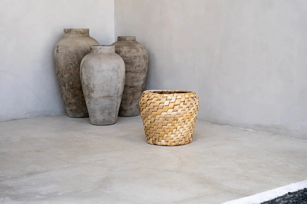 Panier cylindrique tissé Le panier Chidi pour rangement et décoration d’intérieur