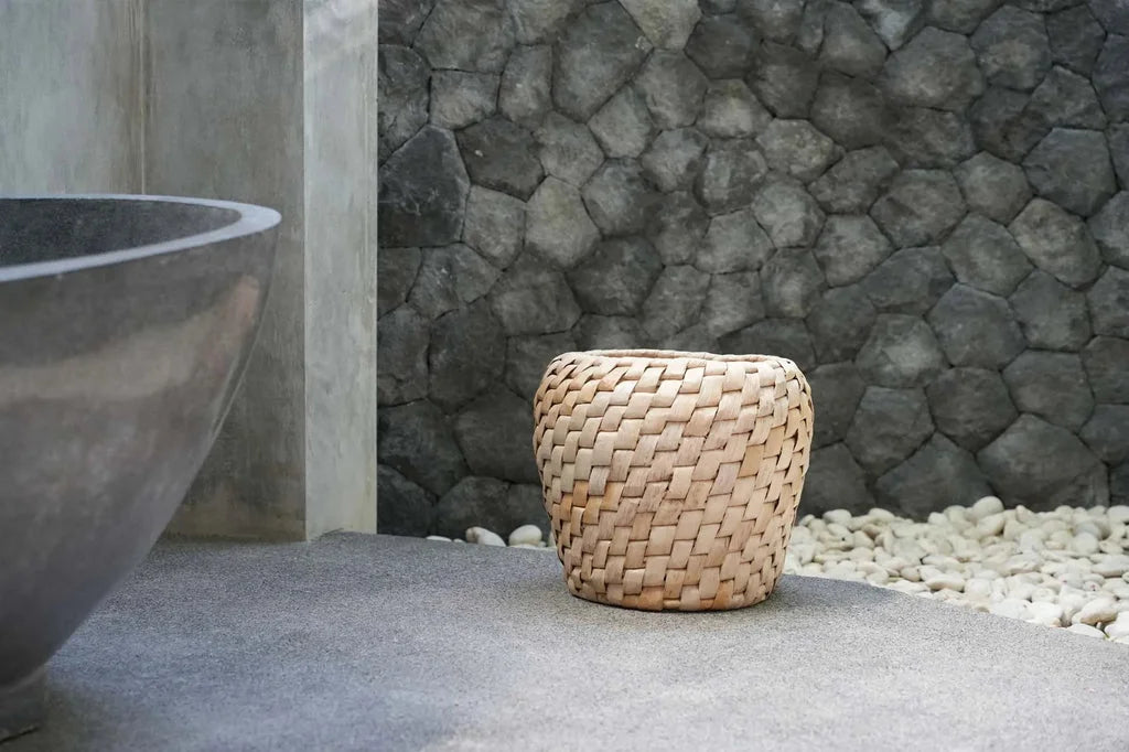 Panier en osier cylindrique Le panier Chidi pour rangement et décoration moderne
