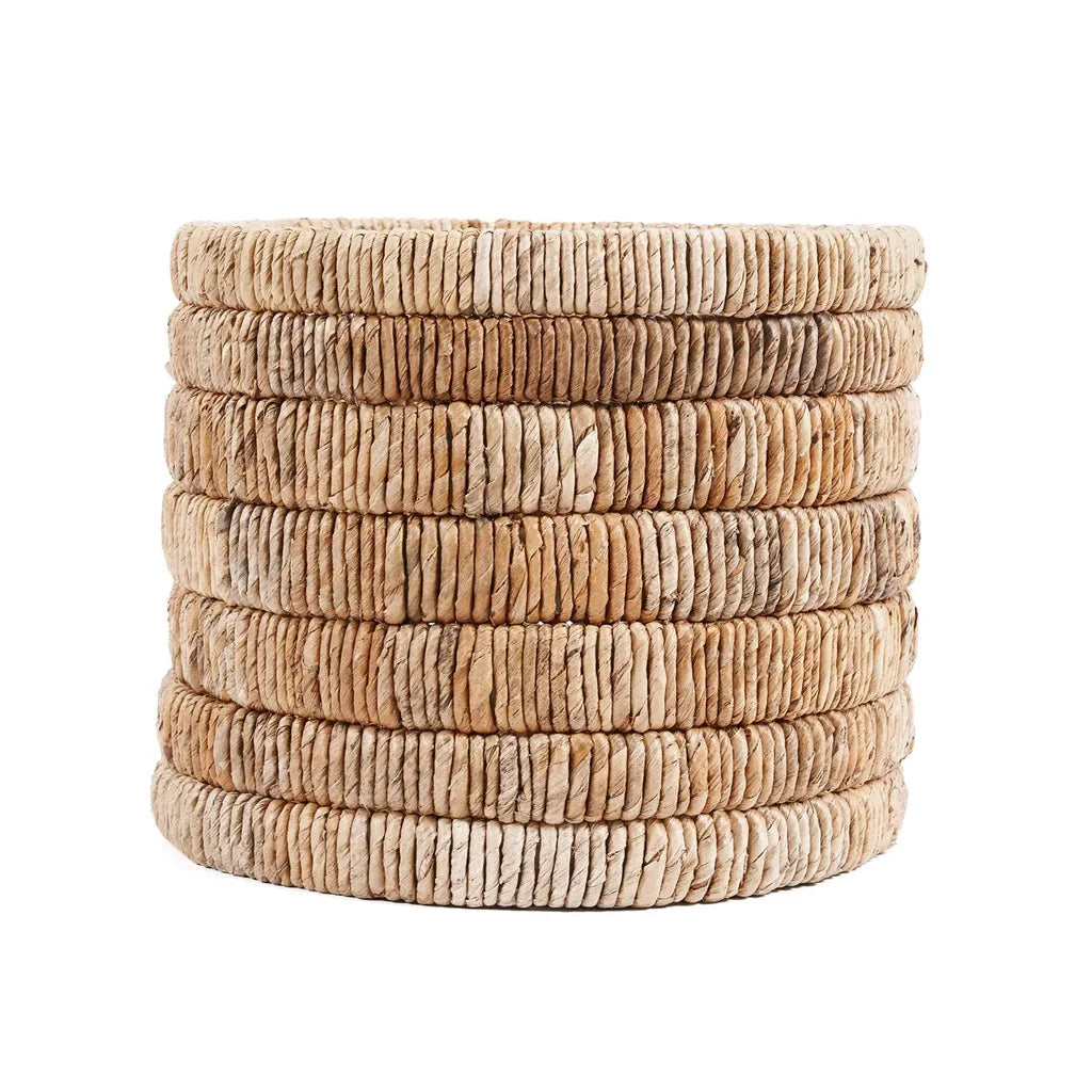 Panier cylindrique tissé Le panier Chuma en matériaux naturels pour rangement écologique