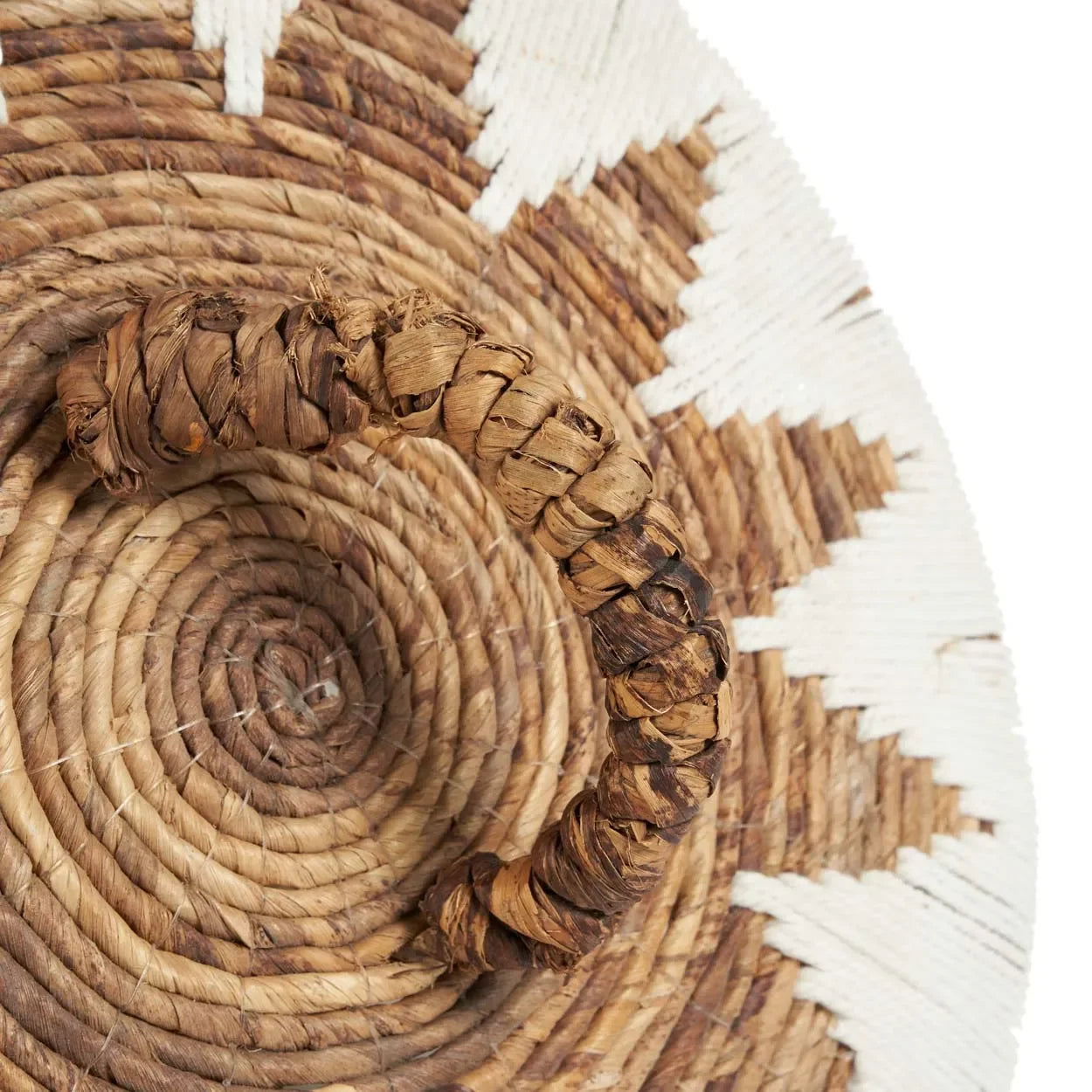 Panier décoratif en feuille de bananier blanc naturel avec poignée, 61 cm