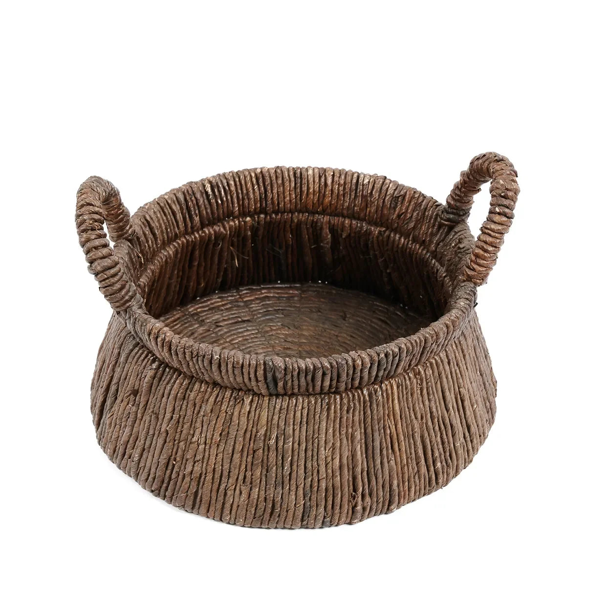 Panier en feuille de bananier tressé marron avec poignées 42x26 cm