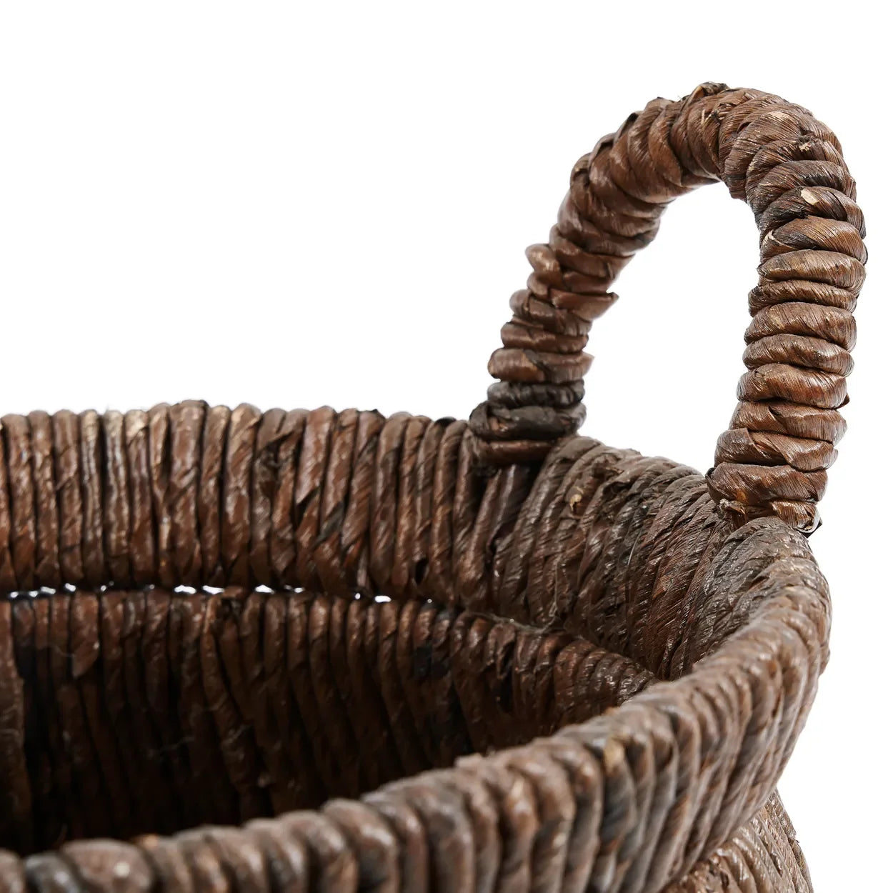 Panier en feuille de bananier tressé brun avec poignée, 42x26 cm