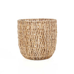 Panier en feuilles de bananier tressées cylindrique naturel 29 cm