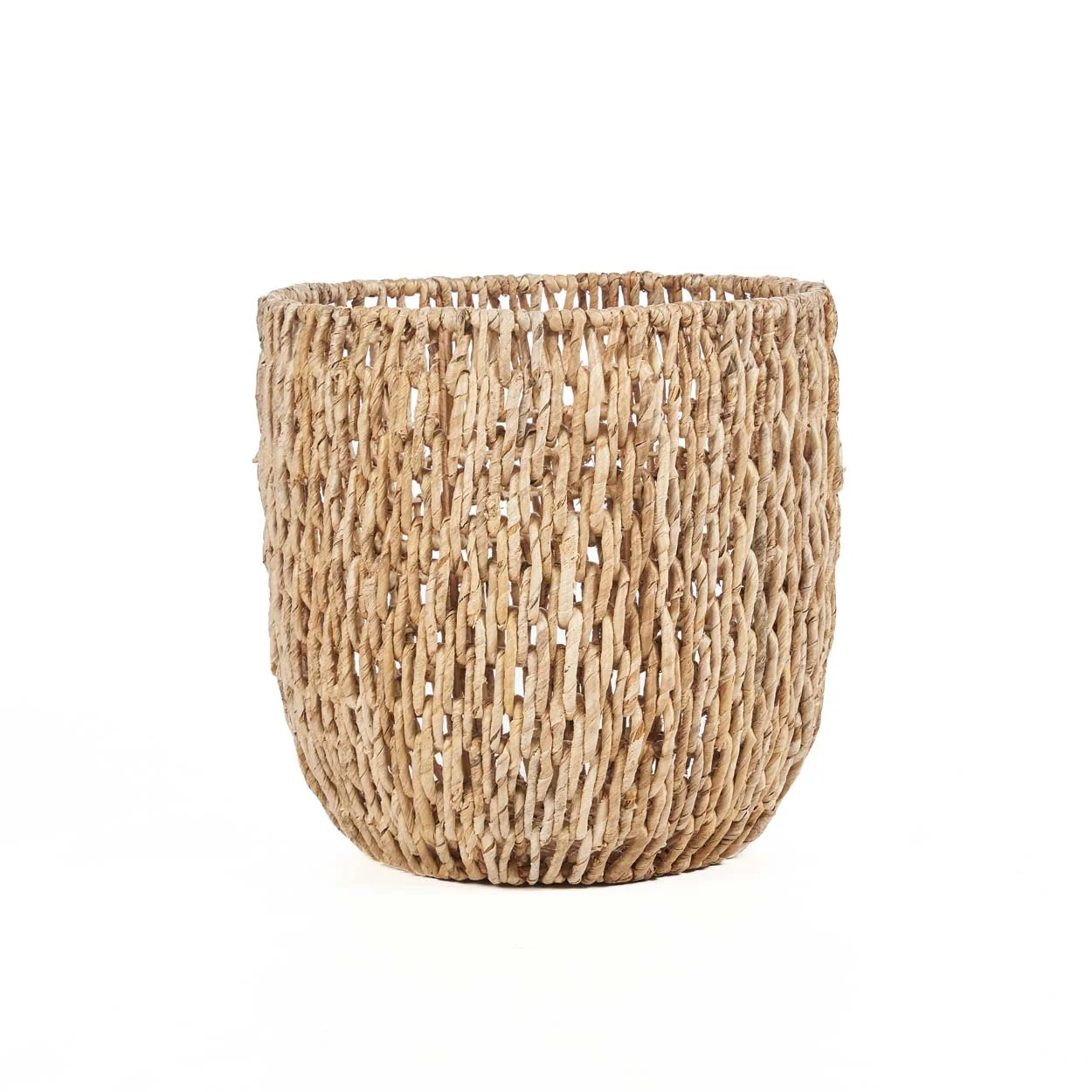 Panier en feuilles de bananier tressées cylindrique naturel 29 cm