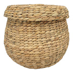 Panier rond en jacinthe d’eau naturel avec couvercle de 30 cm de diamètre