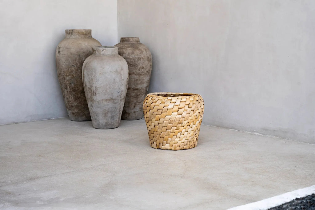 Panier en jacinthe d’eau tressée – Ø41 cm